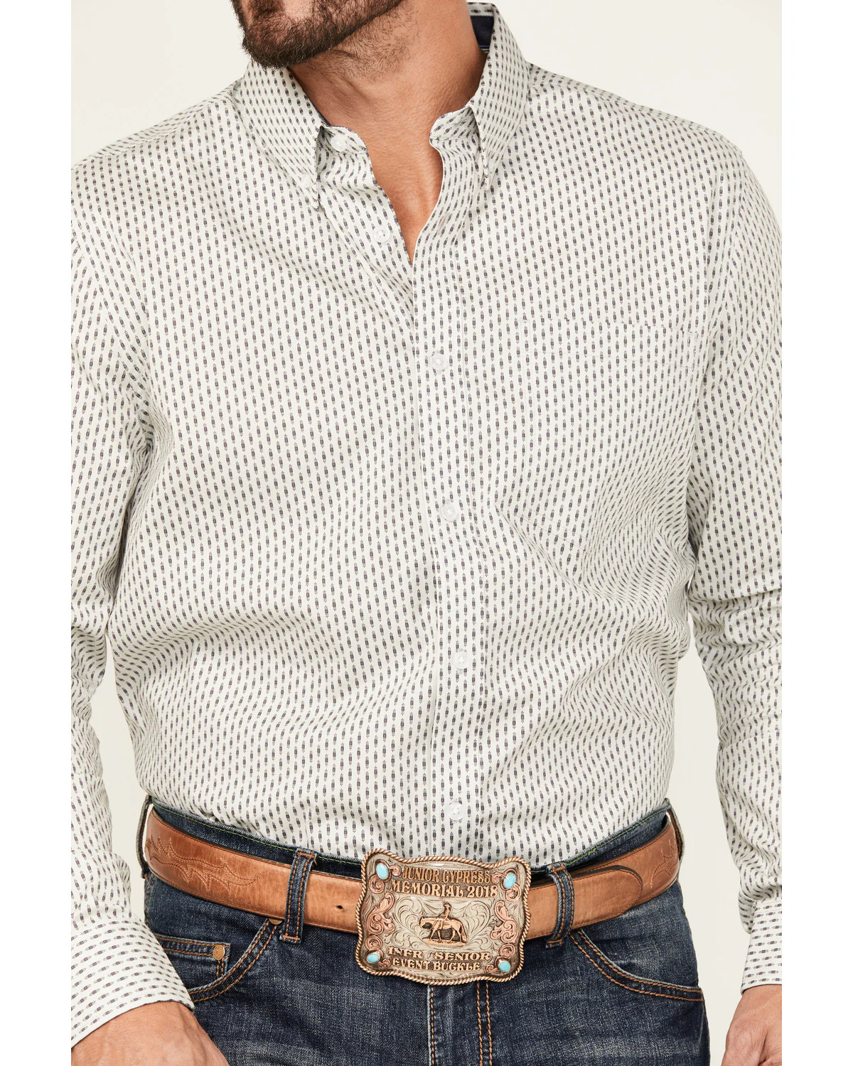 Cody James Men's Stirling Geo Print Long Sleeve Button-Down Stretch Western Shirt - Image 3