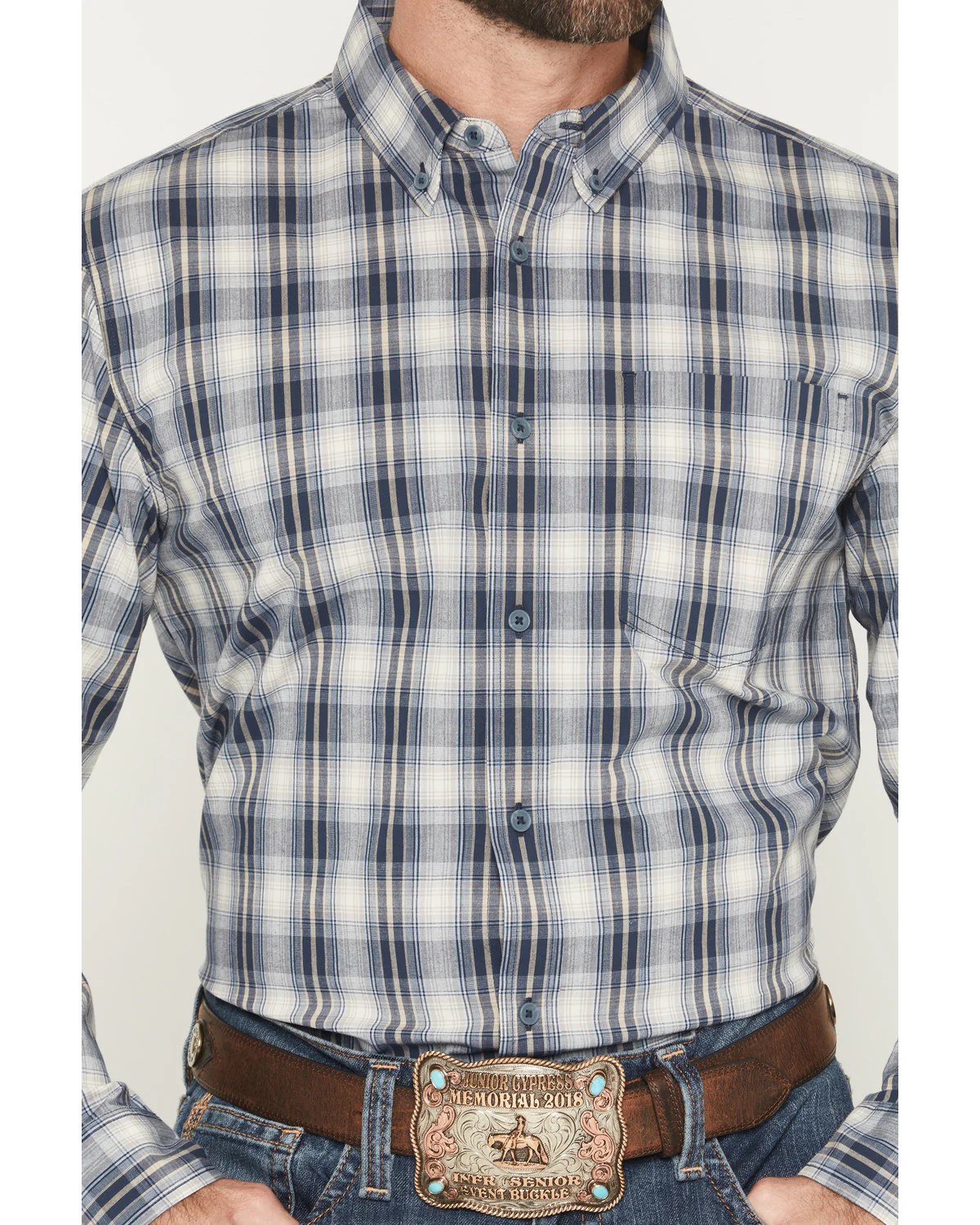 Cody James Men's Tennessee Trail Plaid Print Long Sleeve Button-Down Stretch Western Shirt - Image 3