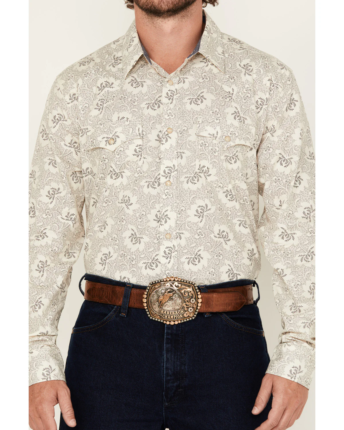Cody James Men's Treven Floral Print Long Sleeve Snap Western Shirt - Image 3