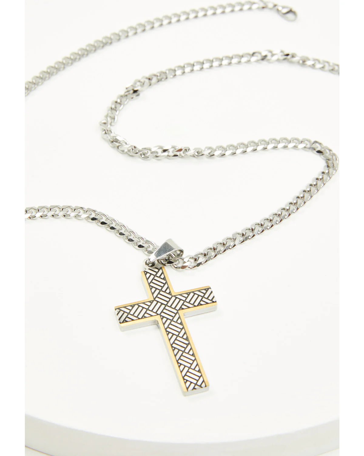 Cody James Men's Two-Tone Textured Cross Necklace - Image 3