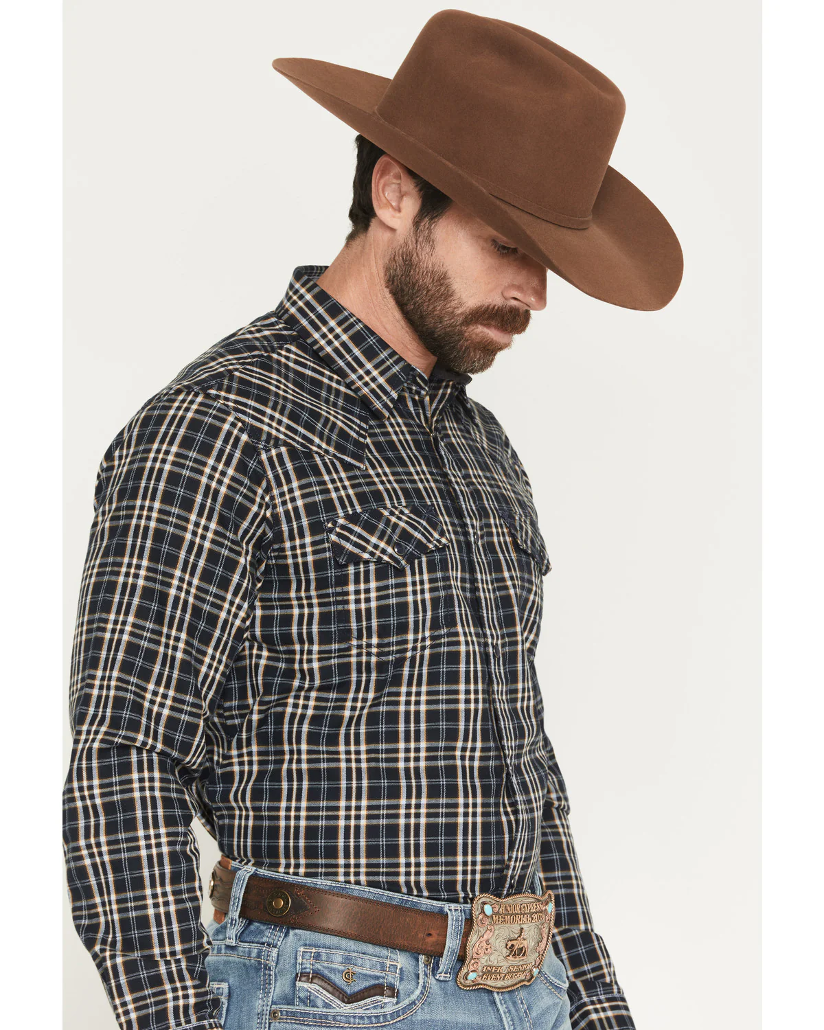 Cody James Men's Warriors Way Plaid Print Long Sleeve Snap Western Shirt - Image 2