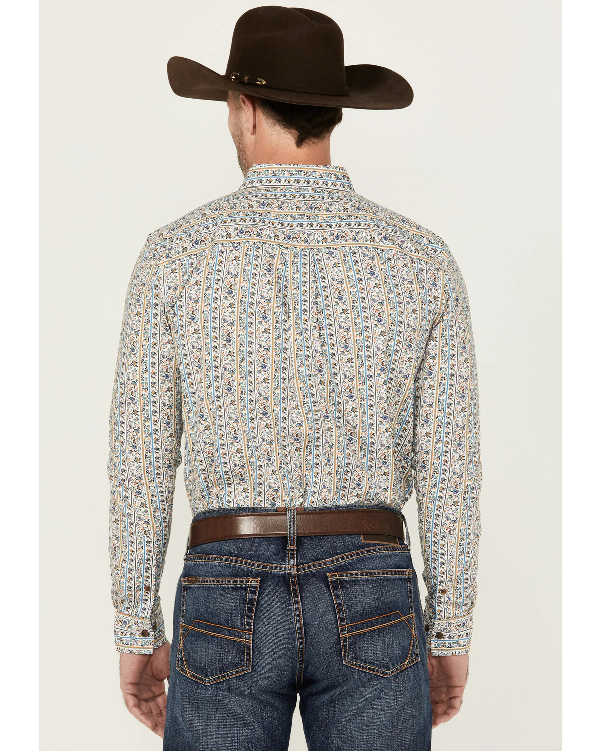 Cody James Men's Wells Floral Striped Print Long Sleeve Button-Down Stretch Western Shirt - Image 4