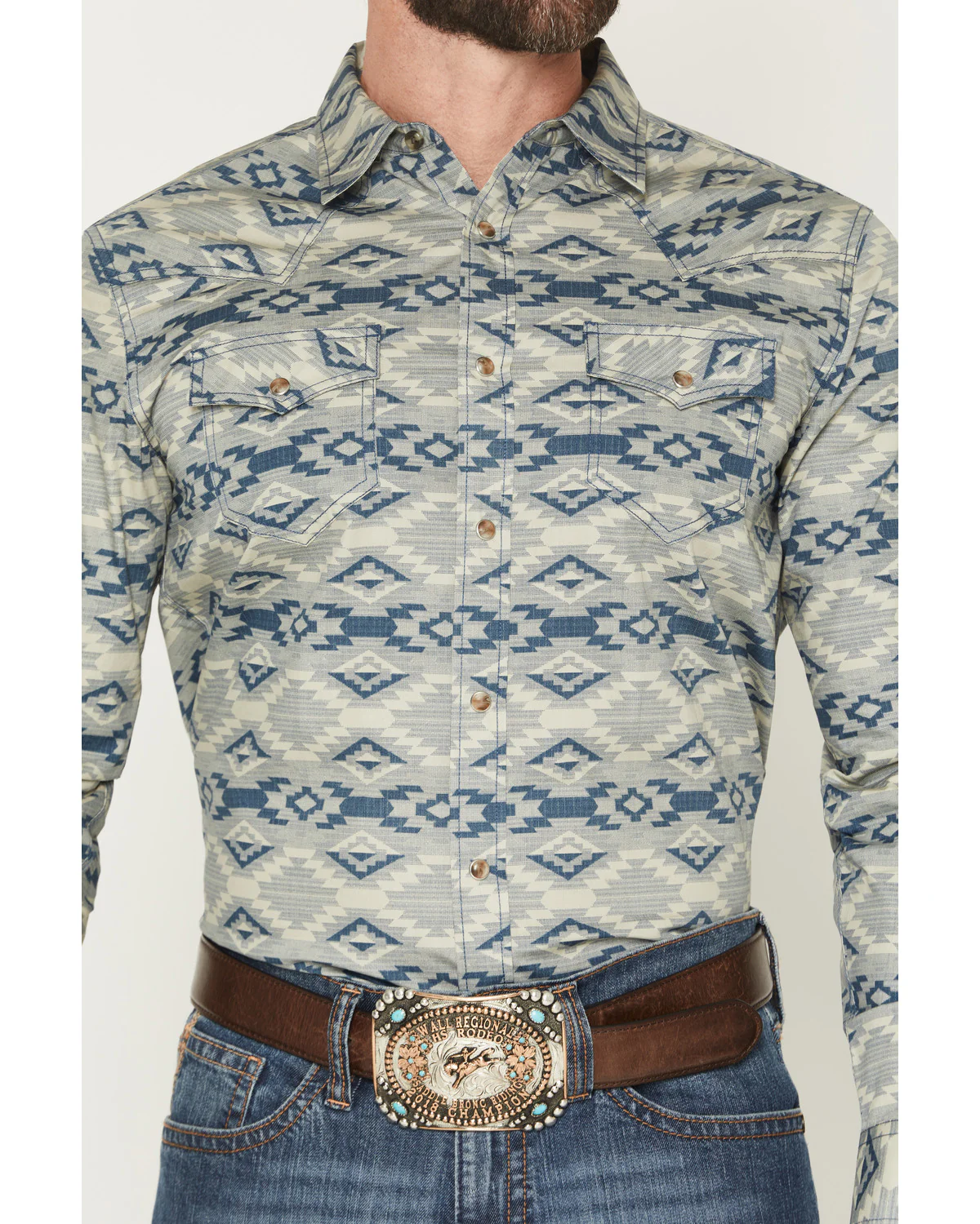 Cody James Men's Wider Southwestern Print Long Sleeve Snap Western Shirt - Image 3