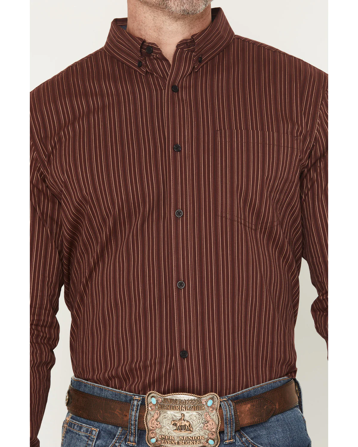 Cody James Men's Wildfire Stripe Print Long Sleeve Button-Down Stretch Western Shirt - Image 3